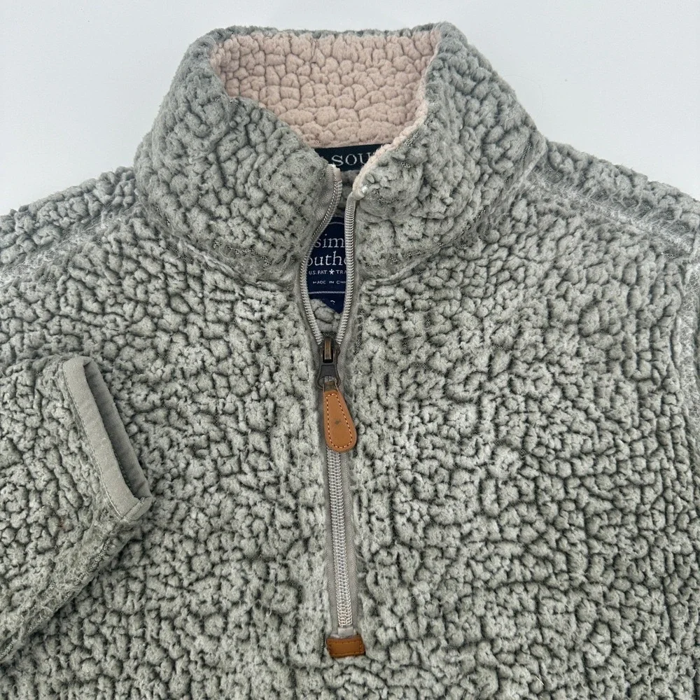 Simply Southern Pullover Sherpa Quarter Zip Gray Mens Sweater